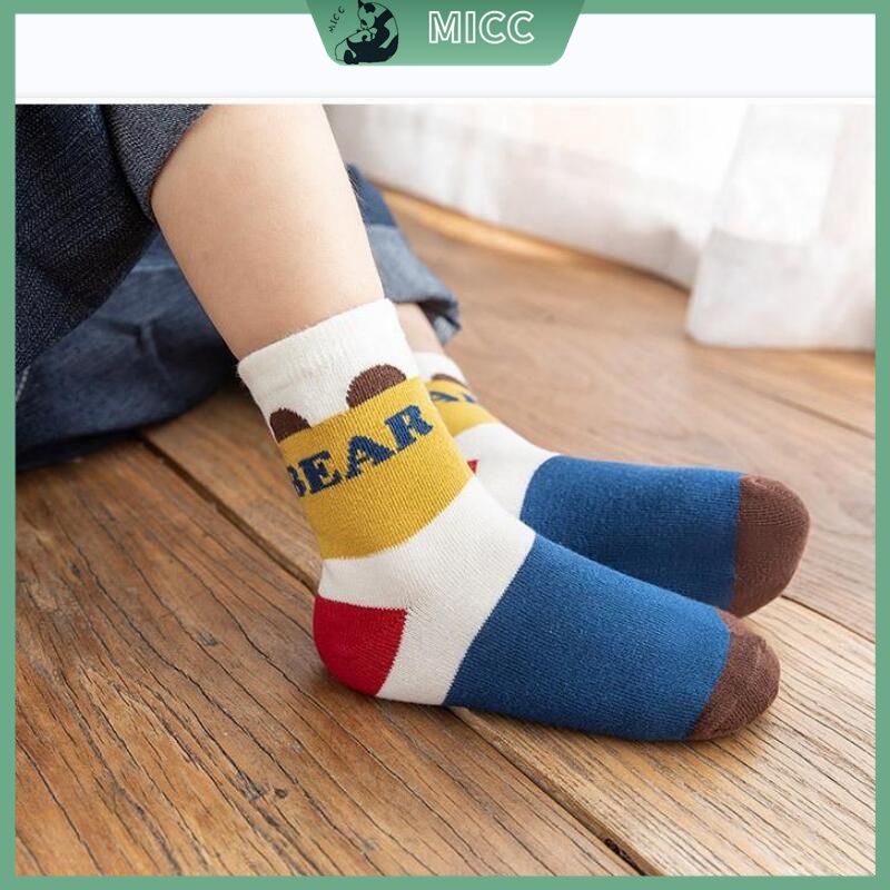 1-13y 5 Cặp Vớ Cotton Thoáng Khí In Họa Tiết Hoạt Hình Dễ Thương Cho Bé