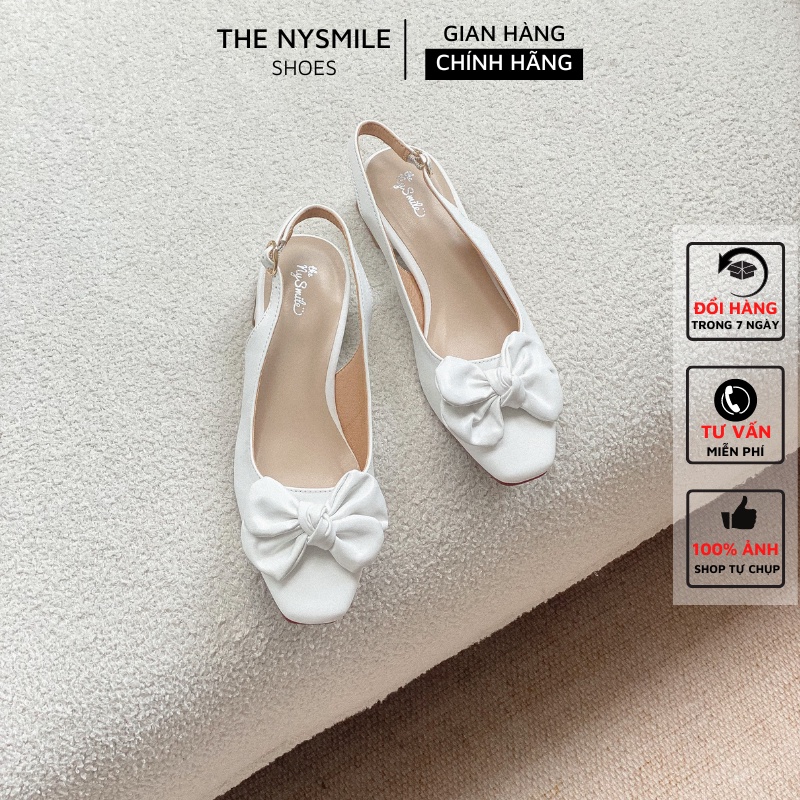 Giày búp bê 2 phân mũi vuông nơ quai hậu - The NySmile - OCKI