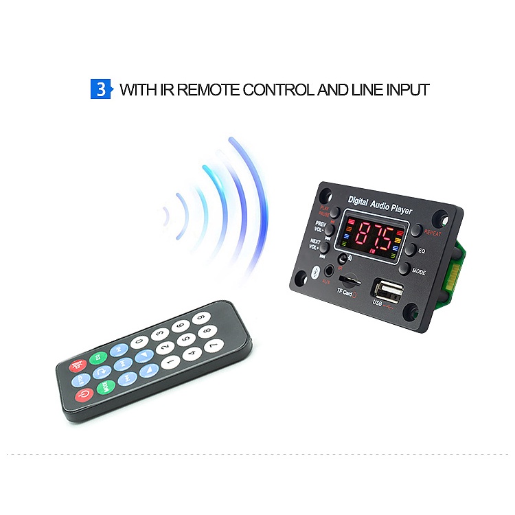 Bảng Mạch Giải Mã Bluetooth 5V 12V MP3 WMA MP3 USB TF FM Radio Kèm Điều Khiển Từ Xa Cho Xe Hơi