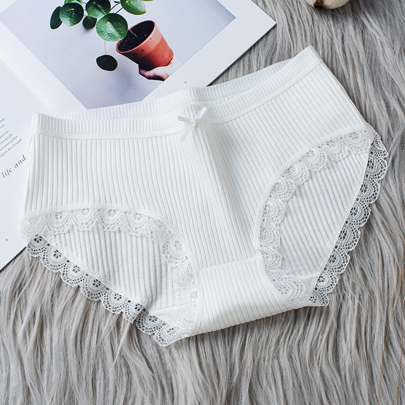 Quần Lót Nữ Cotton Kháng Khuẩn Gân Tăm Freeship Quần Chip Nữ Viền Ren Siêu Mềm Mịn Thoáng Mát QL09 - Size 35-65kg