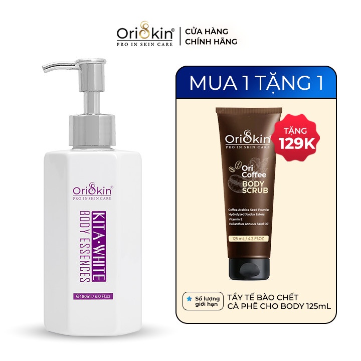 Sữa Dưỡng Trắng Da Body, Hỗ Trợ Kích Trắng Da, Cấp Ẩm Và Làm Sáng Da Oriskin Kita White Body Essences 180ml