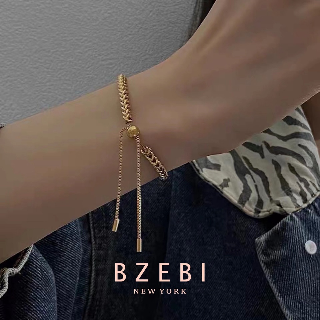 Vòng Đeo Tay Bằng Thép Titanium Mạ Vàng 18k Thời Trang Hàn Quốc Kèm Hộp Độc Quyền 969b