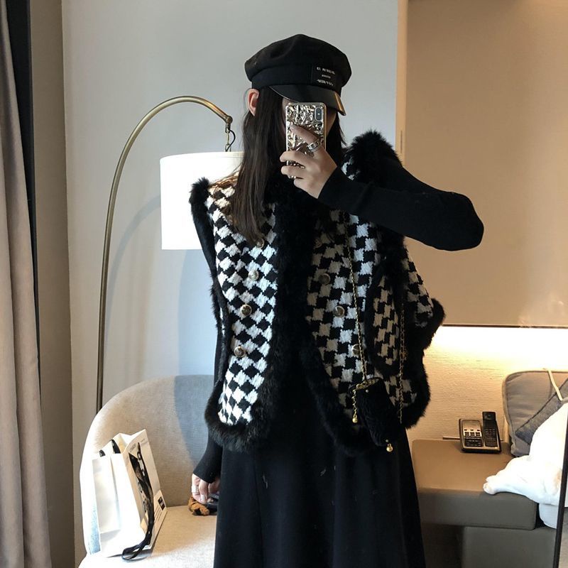 Áo Khoác Lông Không Tay Thời Trang Thu Đông Phong Cách Retro Cho Nữ