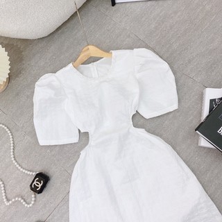 Đầm xốp nổi khoét eo xinh