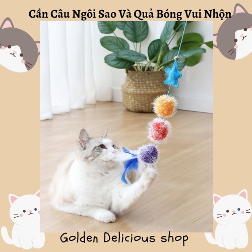 Cần Câu Ngôi Sao Quả Bóng Lông Vũ Cho Mèo - Mẫu Mới 2022 - Thiết Kế Đẹp - Hấp Dẫn - Không Có Mèo Nào Là Không Thích