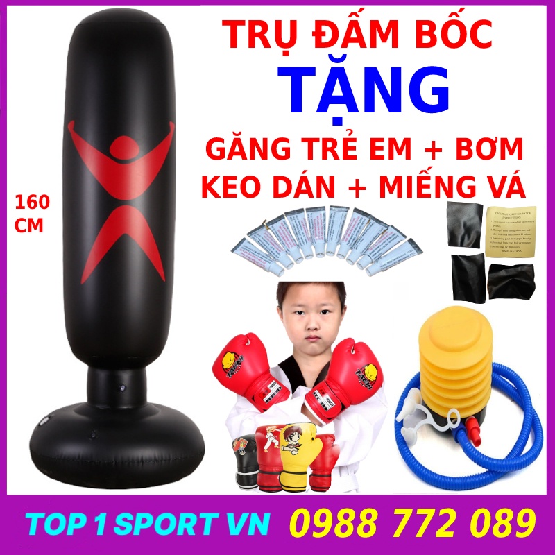 Bao cát trụ hơi đấm bốc tự cân bằng thế hệ 5.0 - bao cát đấm bốc boxing bơm hơi dành cho bé người lớn rèn luyện tại nhà
