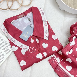 Bộ mặc nhà lụa Sam luxury, pijama dài tay lụa cao cấp