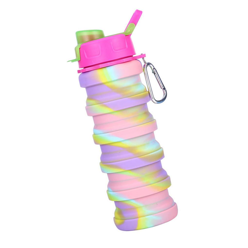 Cốc Uống Nước Silicone Có Thể Gấp Gọn Kèm Nắp Và Tay Cầm Màu Xanh Dương