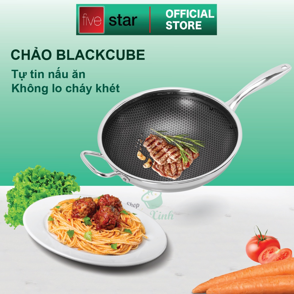 Chảo sâu lòng Blackcube tổ ong cao cấp FIVESTAR Plush 3 lớp đáy liền inox 304 siêu bền , chống trầy xước