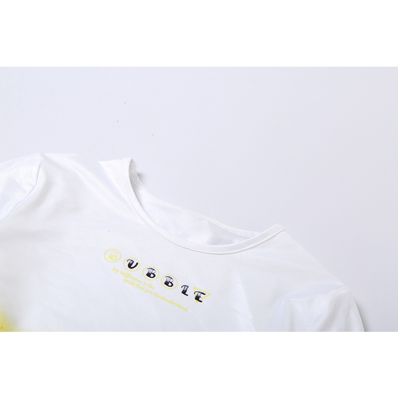 Áo Croptop Tay Dài Cổ Tròn In Chữ Màu Gradient Cá Tính Cho Nữ