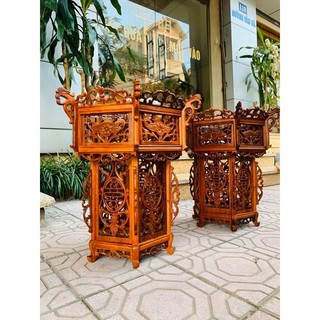 Cặp đèn lồng gỗ hương (kt 46 x 46 cm)