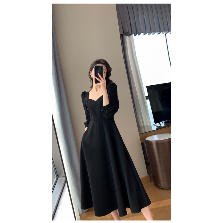 Váy Nữ Cổ Tim Dáng Dài Maxi Đi Tiệc Cưới Phong Cách Sang Chảnh Ulzzang Hàn Quốc