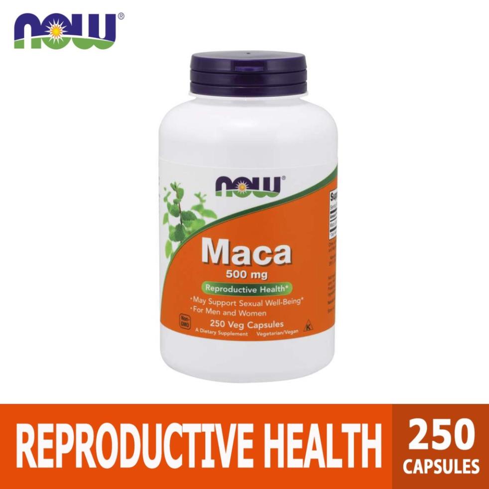 Viên uống Now Maca 500mg Hỗ Trợ Chức Năng Sinh Lý Cho Cả Nam Và Nữ, Cải Thiện Tâm Trạng, cân bằng nội tiết tố