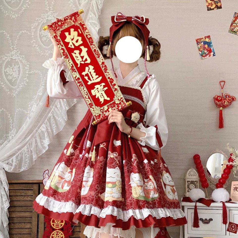 Băng Đô Hình Mèo May Mắn Phong Cách Lolita Mừng Năm Mới