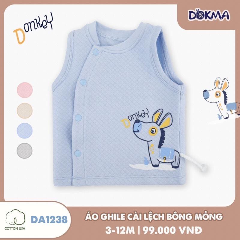 Áo khoác gile cài lệch sơ sinh Dokma trần bông cho bé