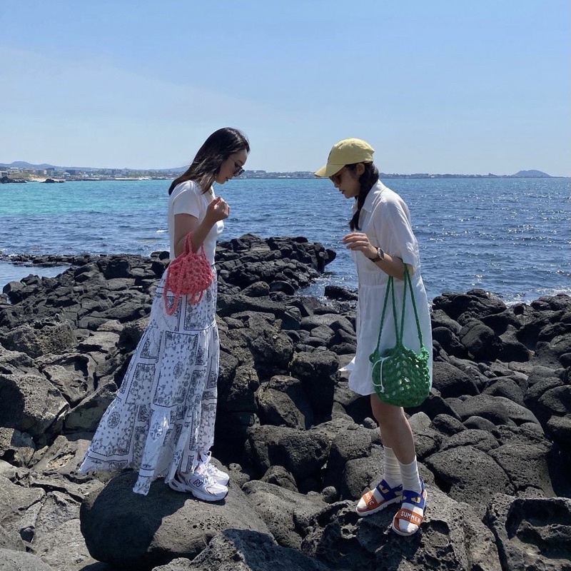 TÚI LƯỚI MÓC ĐEO HAI KIỂU HANDMADE. KÈM TÚI VẢI