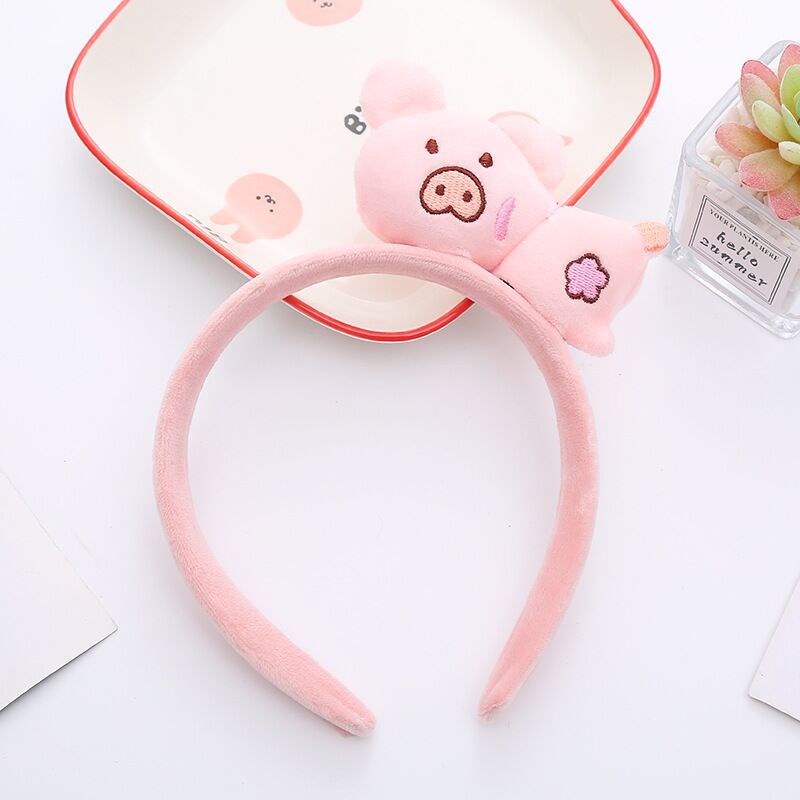 Băng Đô Cài Tóc Chống Trượt Hình Thỏ / Heo Nhồi Bông Dễ Thương