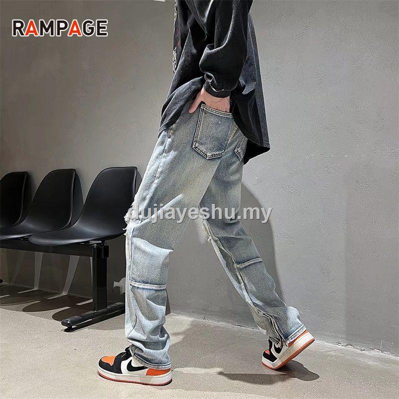 Slimfit Quần Jean Dáng Ôm Rách Lỗ Kẻ Caro Đường Phố Mùa Hè Cao Cấp Cho Nam