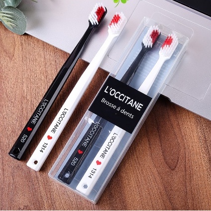 Set 2 Bàn Chải Đánh Răng Lông Mềm Hình Trái Tim Màu Trắng Đen17.8cm 🍀 Clovershop68 🍀
