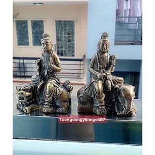 Tượng đồng Văn thù Phổ hiền ( cao 12 cm )