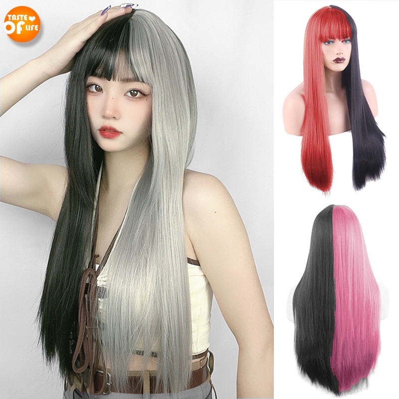 Bộ Tóc Giả Cosplay Công Chúa Dài Thẳng Nhiều Màu Hóa Trang Halloween