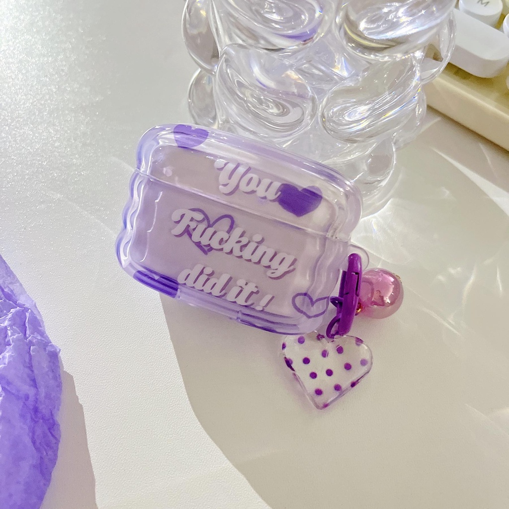 Vỏ Bảo Vệ Hộp Đựng Tai Nghe AirPods 1 / 2 gen3 pro 2 2022 Bluetooth Không Dây Bằng Silicon TPU Trong Suốt Họa Tiết Lượn Sóng Màu Tím