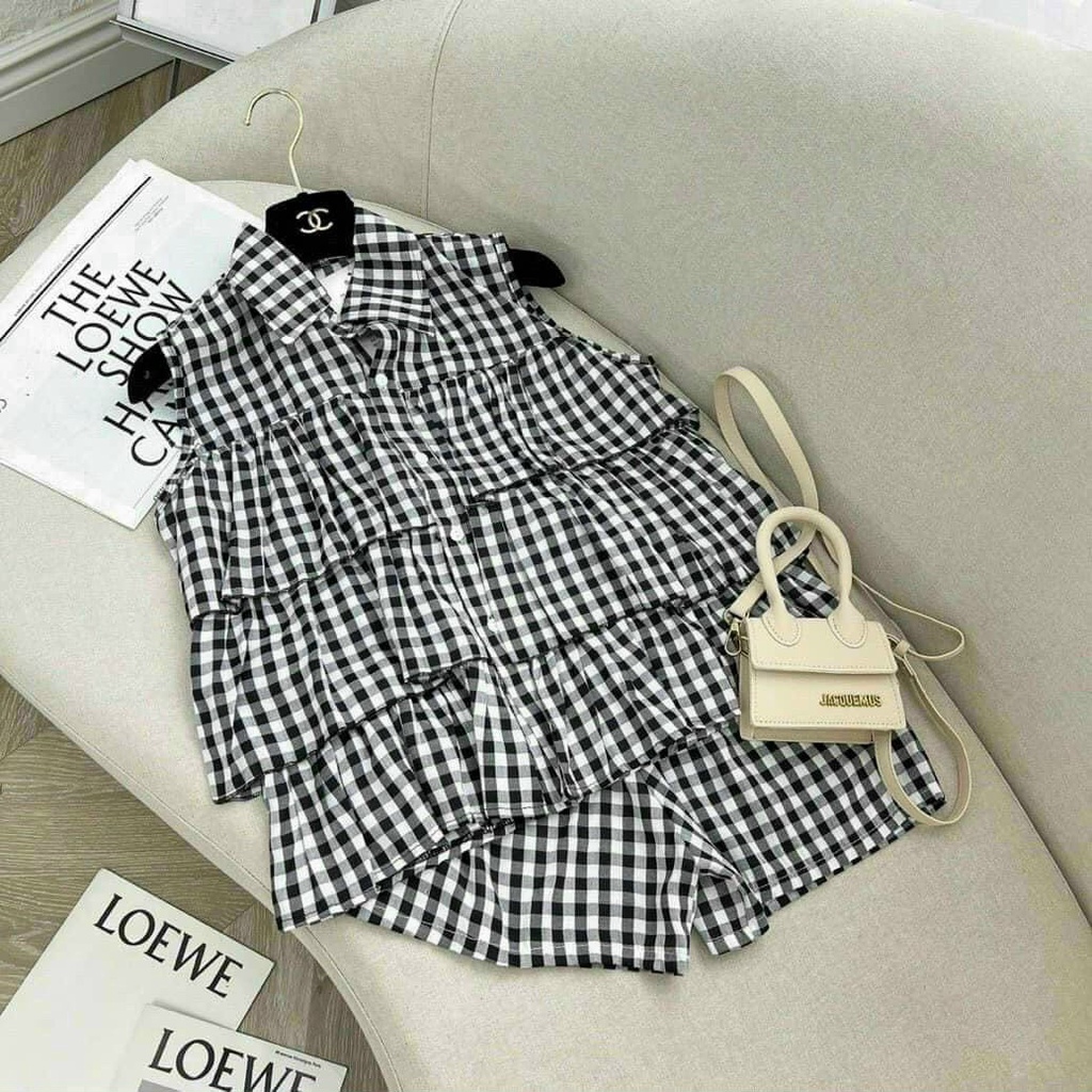 (FreeShip 2022) Sét bộ caro nữ,bộ tầng phong cách trẻ trung cá tính,chất đẹp chuẩn shop,diện lên siêu xinh