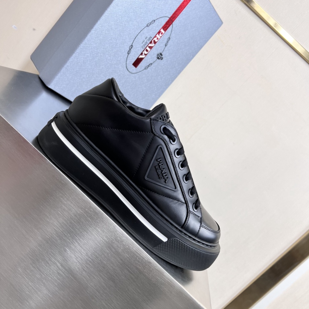 Giày thể thao nam da thật Prada kiểu dáng đơn giản, trẻ trung