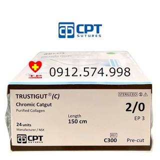 24 sợi chỉ phẫu thuật tự tiêu tan chậm cpt trustigut® chromic catgut số 2/0 - c300