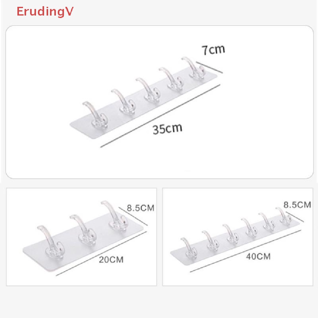 Móc Treo Đồ Dán Tường Bằng Nhựa Trong Suốt Không Cần Đóng Đinh Tiện Dụng Cho Nhà Bếp / Phòng Tắm