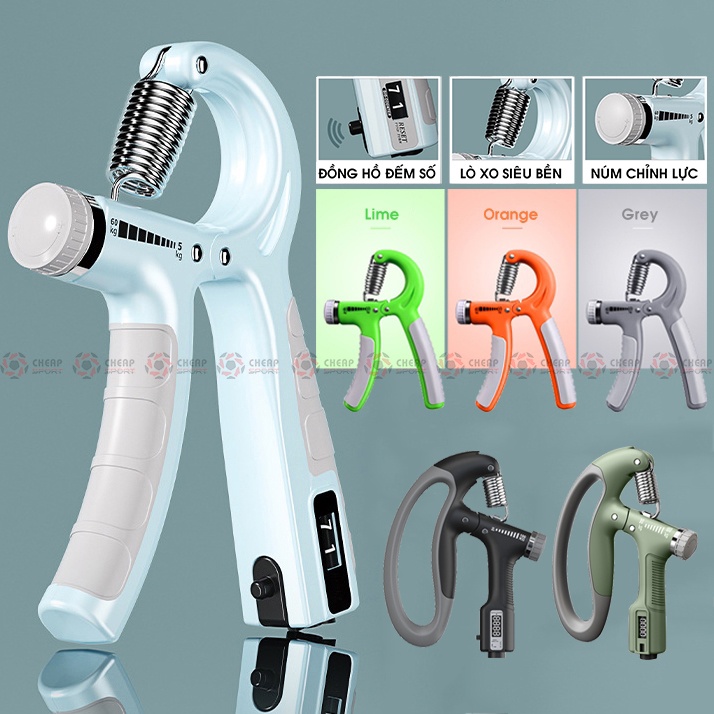 Kìm Bóp Tay Tập Cơ Tay Điều Chỉnh Lò Xo 05 - 60kg Có Đếm Số Dụng Cụ Tập Gym Kim Loại 100kg Chính Hãng Giá Rẻ Đa Năng
