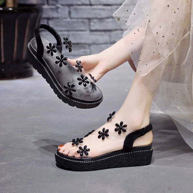 Giảm Giá Dép Sandal Đế Xuồng Thời Trang Hàn Quốc Cho Nữ Kasut Peremuan Peremuan Perlipar perempuan cantik mura