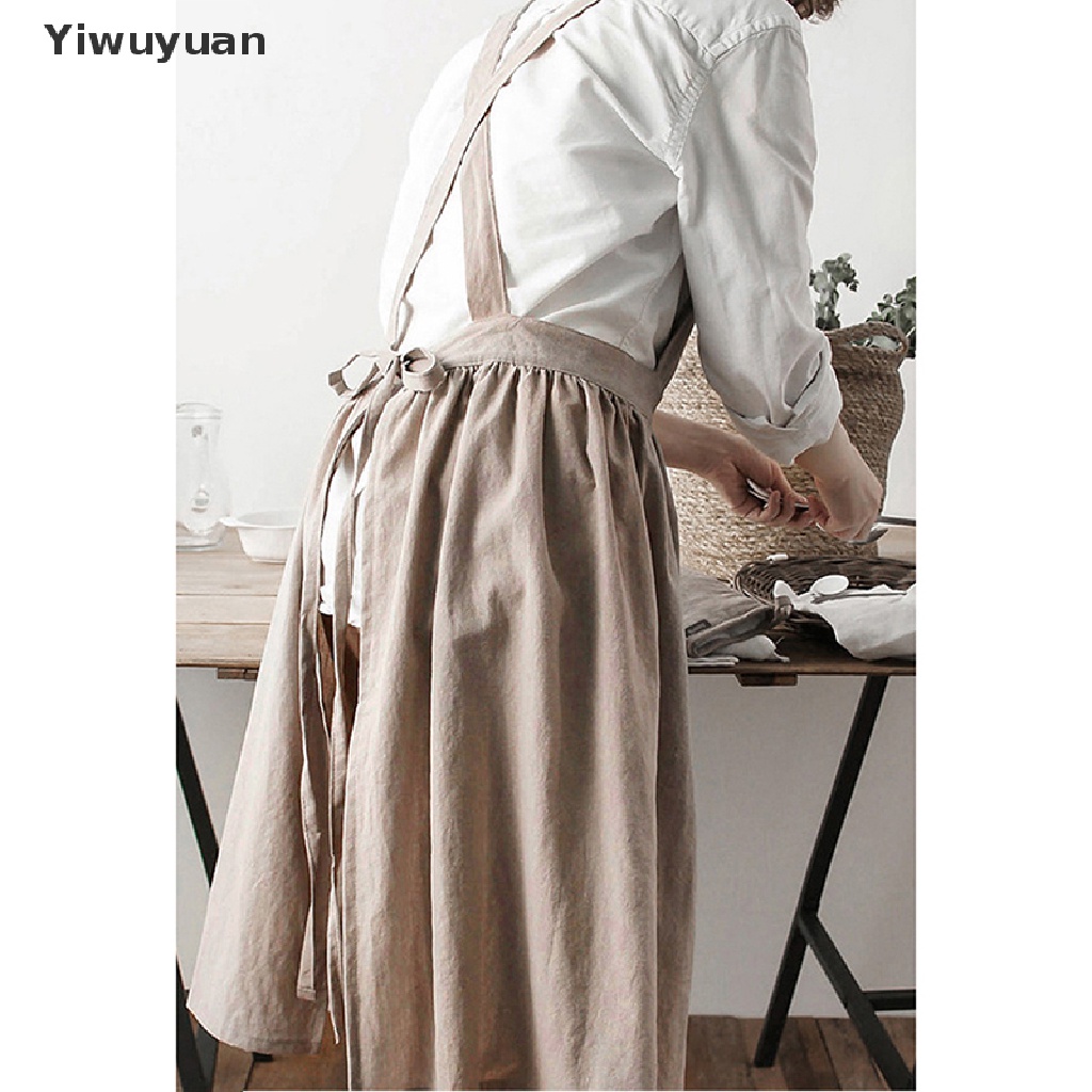 < Yiwuyuan > Tạp Dề Cotton Lanh In Hoa Đơn Giản Phong Cách Bắc Âu Cho Quán Cà Phê / Nhà Hàng Bán Chạy