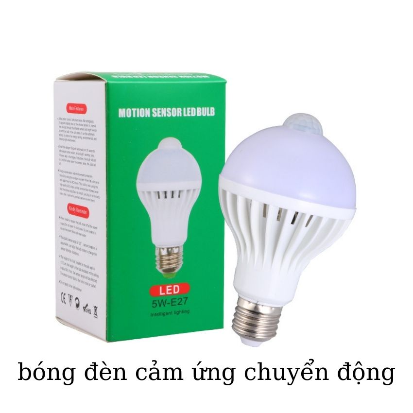 Bóng đèn cảm ứng hồng ngoại chuyển động thông minh 5w/9w-220V bảo hành 1 đổi 1 đuôi đèn cảm ứng hồng ngoại