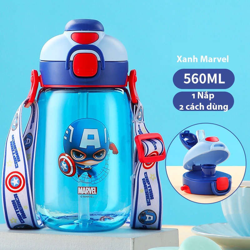 (Sẵn Hàng) Bình Nước DI.SNEY, 1 nắp 2 cách uống,Bình nước hoạt hình dễ thương,xinh xắn cho bé đi học,có dây đeo tiện lợi