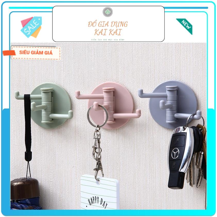 Móc treo đồ dán tường chịu lực siêu chắc chắn, Móc treo quần áo 3 nhánh nhỏ gọn xoay 180 độ đa năng tiện lợi