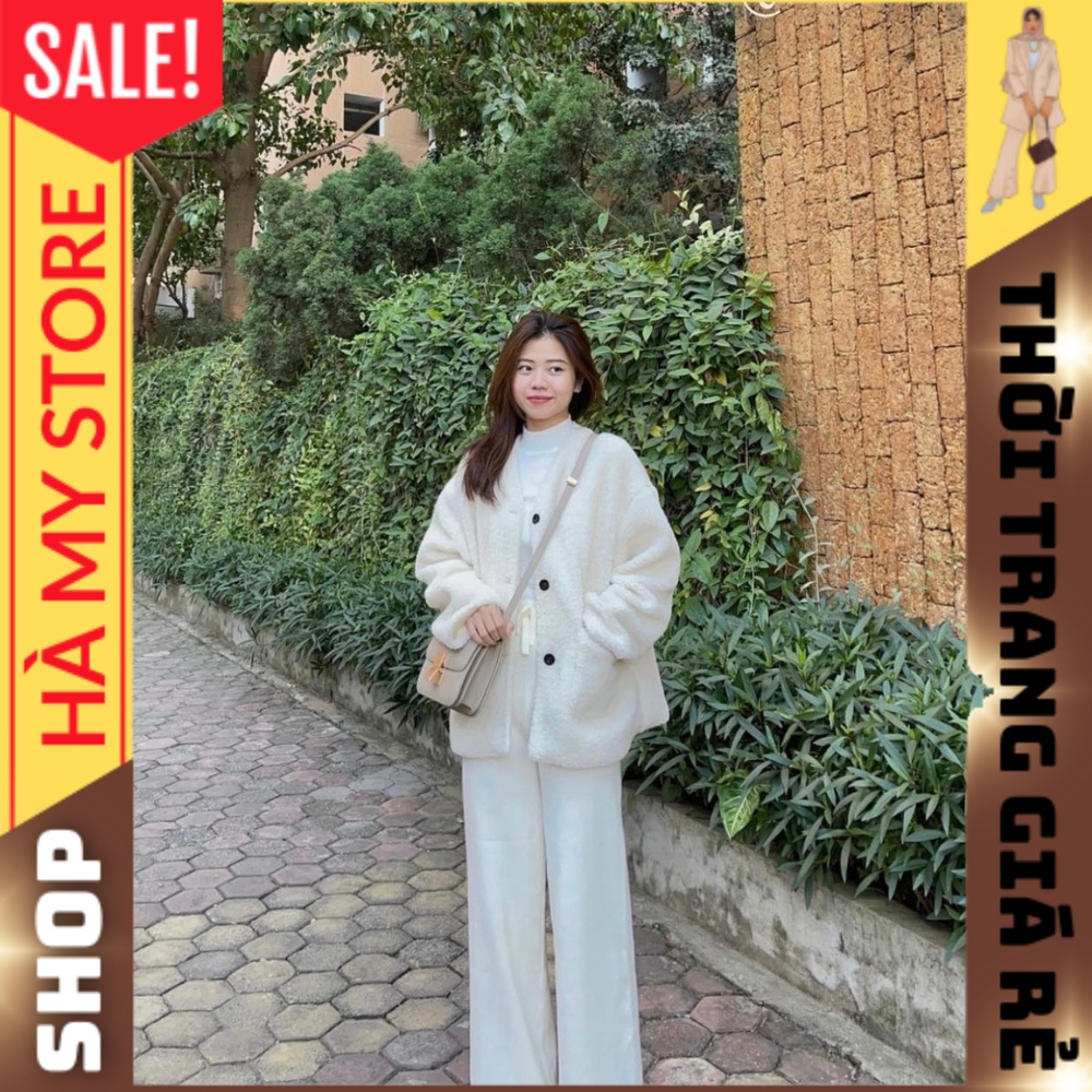 Áo Cadigan lông cừu,khoác rộng dày dặn, lớp trong dệt len siêu ấm, hàng loại 1 đẹp - Store Hà My