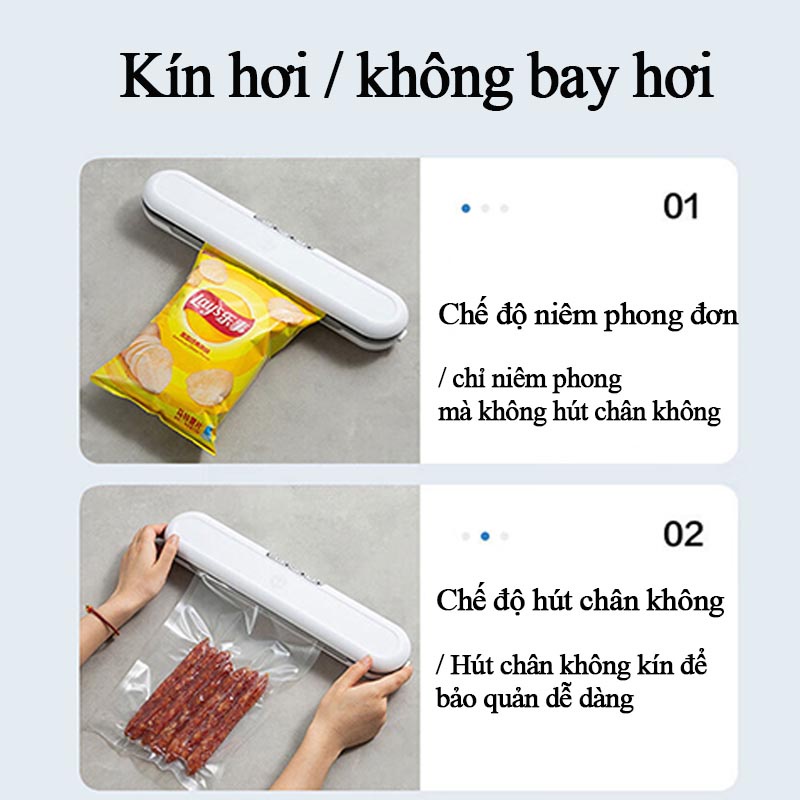 Máy Hút Chân Không Thực Phẩm Gia Đình UPUPIN bảo quản mini hàn miệng túi cao cấp -Tặng 10 túi hút chân không