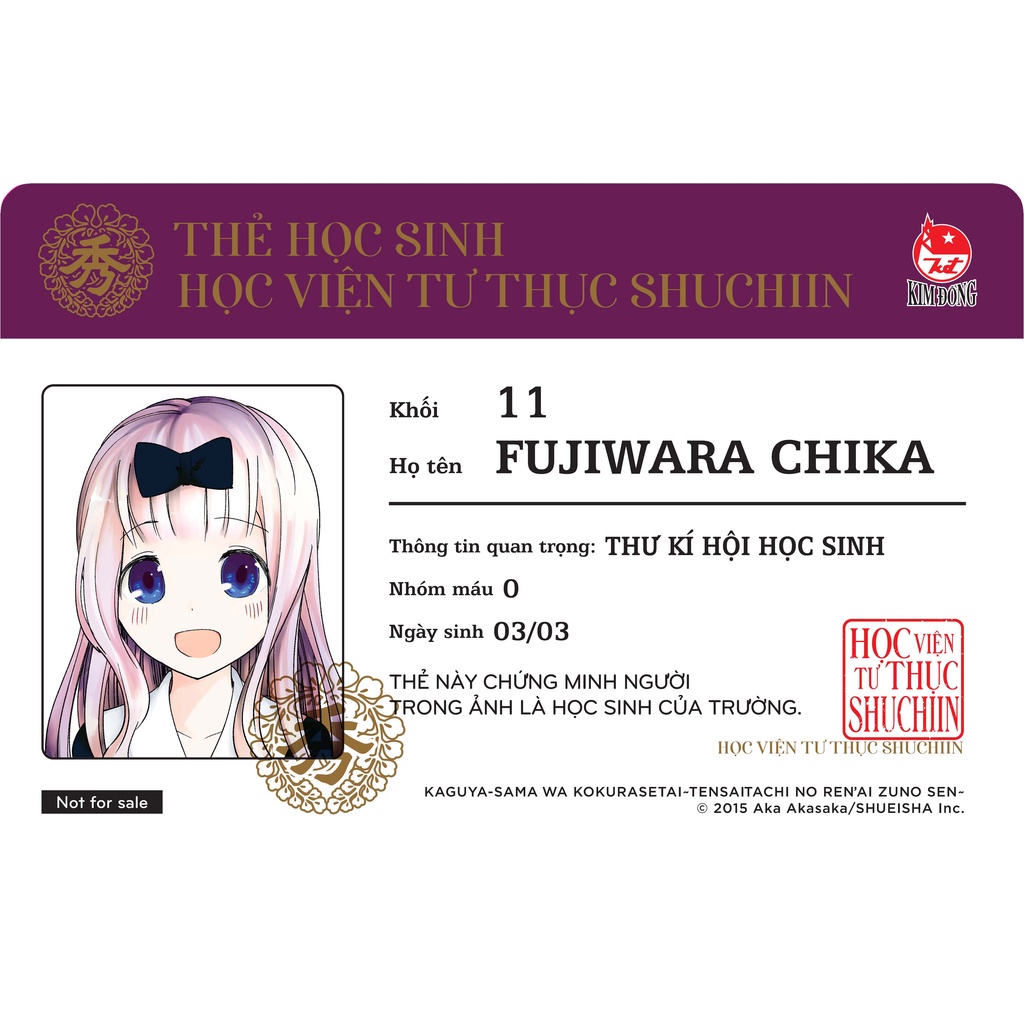 Sách Kaguya-Sama: Cuộc Chiến Tỏ Tình - Tập 3 - Tặng Kèm 1 Trong 2 Mẫu Thẻ Học Sinh