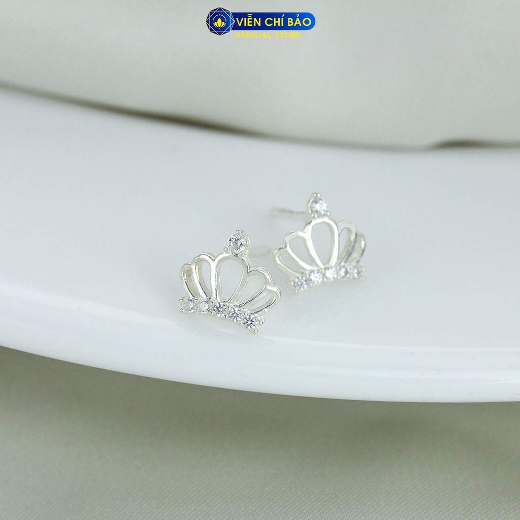 Khuyên tai bạc nữ vương miện mới chất liệu bạc 925 thời trang phụ kiện trang sức Viễn Chí Bảo E048