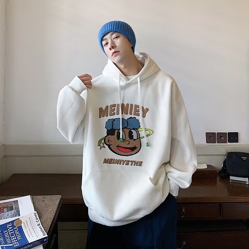 Áo Hoodie Dáng Rộng In Chữ Phong Cách Hiphop Đường Phố Hàn Quốc