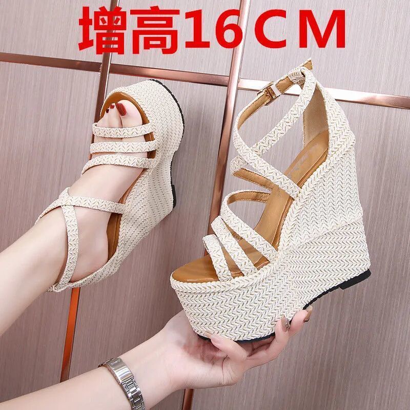 Giày Sandal Cao Gót 16cm 14cm 12Cm Đế Xuồng Hở Ngón Phong Cách Bohemian Thời Trang 2022 Cho Nữ