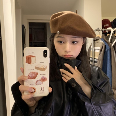 Mũ Beret Len Phối Nút Kim Loại Cao Cấp Thời Trang Mùa Thu Đông Theo Phong Cách Hàn Quốc Cho Nữ