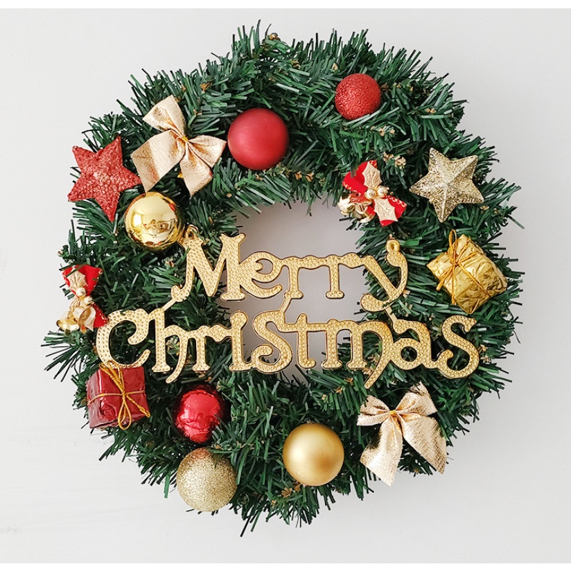 Vòng Hoa Trang Trí Noel KCS23 size 40cm Tặng Kèm Đèn Vòng Nguyệt Quế Giáng Sinh