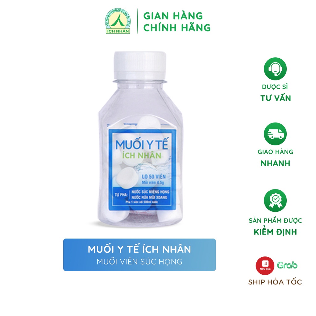 Viên Muối Ích Nhân Sát Khuẩn Mũi Họng An Toàn Tiện Lợi - Lọ 50 Viên MYT