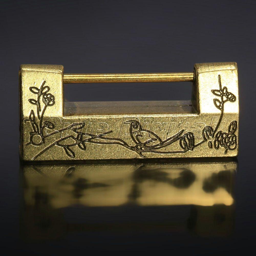 Bộ Ổ Khóa Và Chìa Khóa Bằng Đồng Thau Họa Tiết Hoa Vintage Trung Quốc