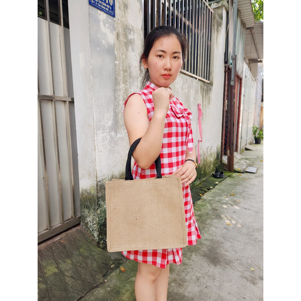 Túi Tote Vải Đay Tự Nhiên Phom Cứng Loại Đặc Biệt, Dùng Trơn Hoặc Để Vẽ Hàng VN Xuất Khẩu