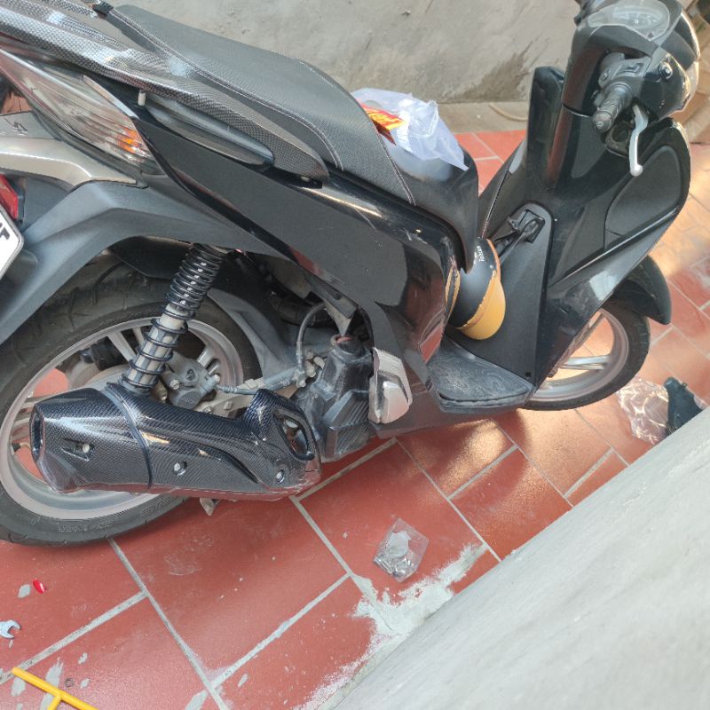 Ốp Bô Sh + Chụp Đuôi Vân Cacbon Xe Sh 2017 - 2022 Kiểu Vân Filber Mới