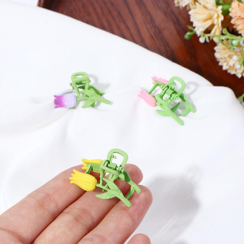 Kẹp Tóc Càng Cua Cá Mập Nhỏ Hình Hoa Tulip Lấp Lánh Thanh Lịch Cổ Điển Cho Nữ