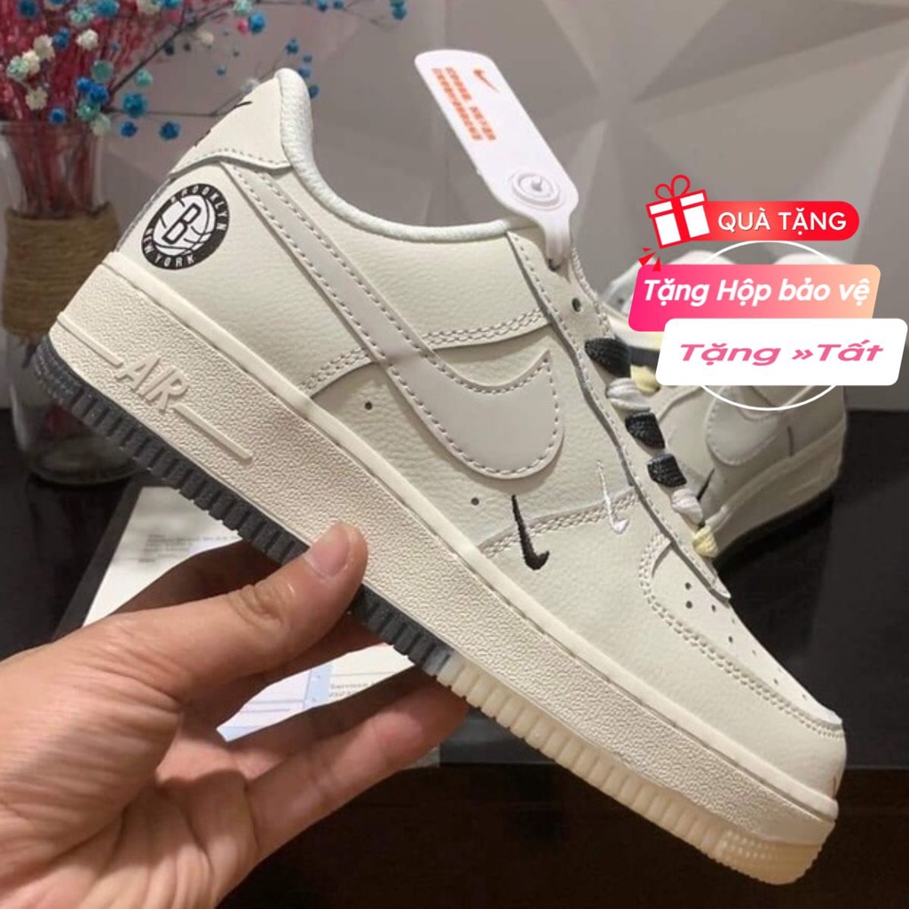 Giày Air Force 1 màu be sữa,AF1 âm dương hàng đẹp dành cho nam nữ dễ phối đồ siêu hot-NGÂN HÀ FASHION